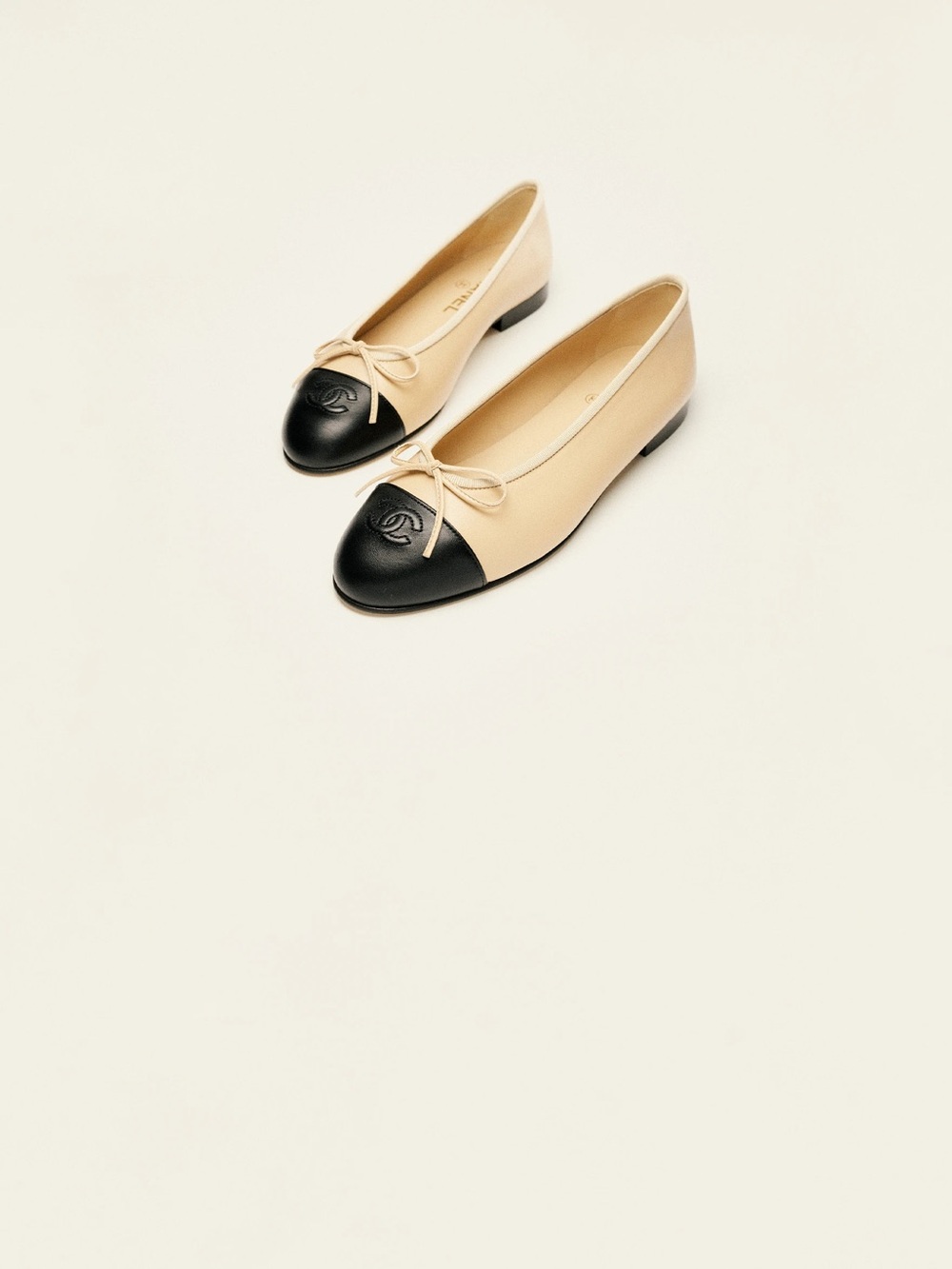 Chanel Two-Tone Ballet Flats - Beige and Black